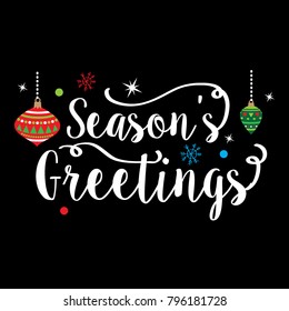 seasons greetings with christmas ornament