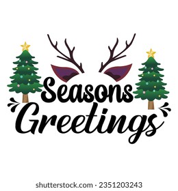 Seasons greetings.  Christmas T-shirt Design. 