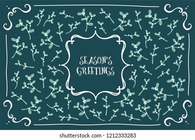 Seasons Greetings, classic and feminine mistletoe design. Cute and elegant designs.