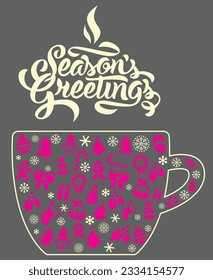 Vector de la Copa de Café Seasons Greetings
