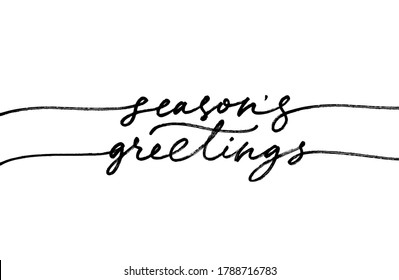 Season's greetings elegant modern brush calligraphy. Hand drawn vector lettering isolated on white background. Greeting happy holidays card. Handwritten black typography. Banner, flyer, poster, stamps