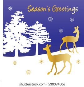 seasons greetings with gold deer