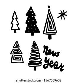 Season's greetings. Hand drawn Christmas vector holiday collection with lettering and decoration vector elements for greeting cards, stationary, gift tags, scrapbooking, invitations.