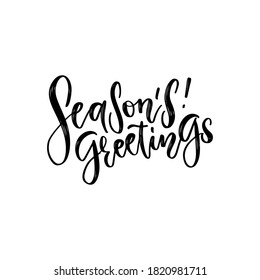 Saludos de temporada. Dibujando a mano caligrafía creativa y grabando con tinta de pluma aislada en blanco. Se puede usar para tarjetas de Navidad, impresiones, afiches de Año Nuevo, sellos, publicidad, blogs, pancartas, etc