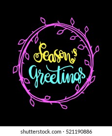 Seasons Greetings Hand Lettered Quote. Bible Verse. Modern Calligraphy