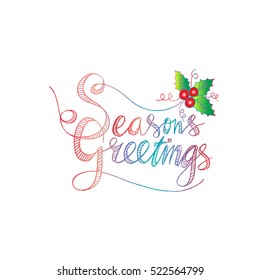 Seasons Greetings Hand Lettering Stock Vector (Royalty Free) 522564799 ...