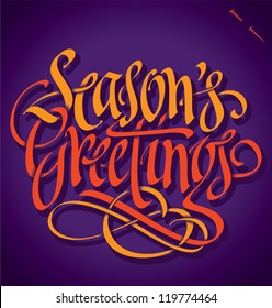 SEASON'S GREETINGS hand lettering - handmade calligraphy, vector (eps8)