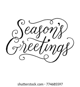 Season's Greetings Hand-lettered holiday message isolated on a white background