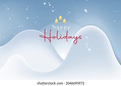 Season's Greetings, Happy Holidays, Merry Christmas and Happy New Year Background or Wallpaper, Card Poster, with snowflake Design, Vector EPS
