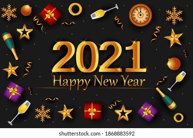 Seasons Greetings and Happy New Year 2021 background. Vector illustration
