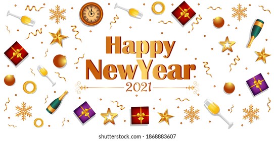 Seasons Greetings and Happy New Year 2021 background. Vector illustration
