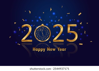 Seasons Greetings and Happy New Year 2025 background. Vector illustration