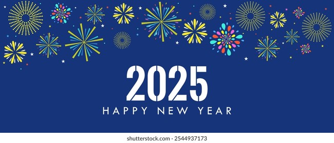 Seasons Greetings and Happy New Year 2025 background. Vector illustration