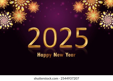Seasons Greetings and Happy New Year 2025 background. Vector illustration