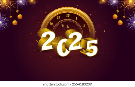 Seasons Greetings and Happy New Year 2025  background. Vector illustration