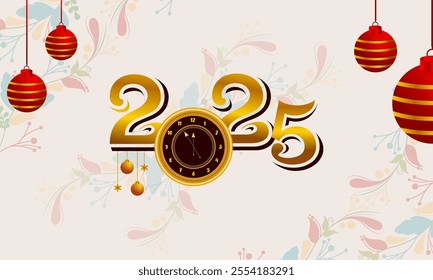 Seasons Greetings and Happy New Year 2025  background. Vector illustration