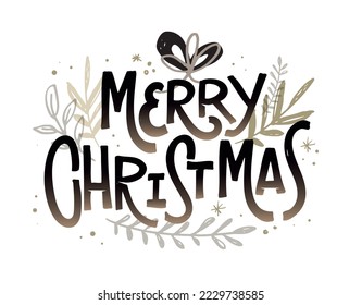 Seasons greetings. Happy winter holidays postcard. Merry Christmas and happy new year lettering. Holly jolly. Merry and bright. 