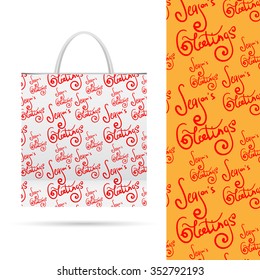 Seasons Greetings. Holiday pattern over paper package.  Seamless pattern. Vector EPS File contains seamless patterns under clipping mask and in swatches.