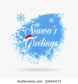 'Season's greetings' holiday sign text over abstract winter blue brush paint background vector illustration.