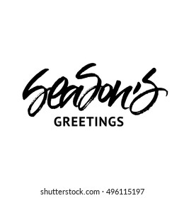 Season's Greetings inscription isolated on white background