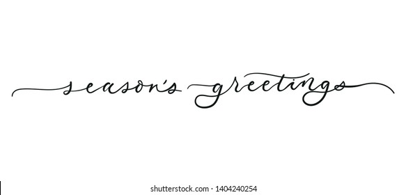 Season's greetings lettering greeting card isolated on white background. Christmas Vector illustration