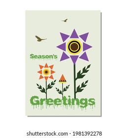 Seasons Greetings lettering on white background. Vector hand drawn Christmas illustration. Happy Holidays greeting card, poster template.