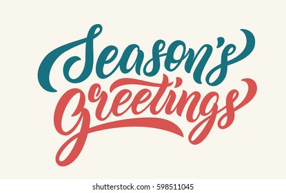 Season's Greetings Lettering Text Banner. Vector Illustration.