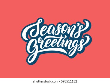 Season's Greetings Lettering Text Banner. Vector Illustration.