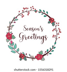 Seasons greetings with a lovely wreath and text