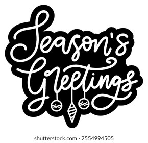 season's greetings merry christmas black vector graphic design and cut file