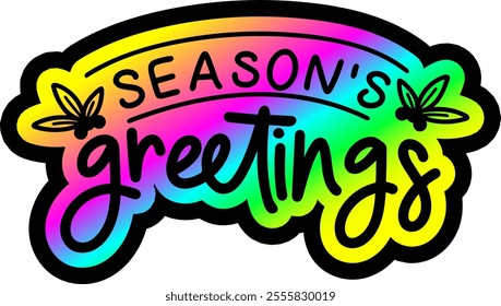 season's greetings merry christmas colorful bright rainbow graphic design