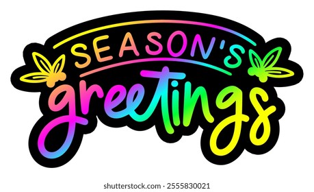 season's greetings merry christmas colorful bright rainbow graphic design