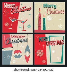 Season's Greetings! Mid Century Modern Style Christmas Greeting Cards 