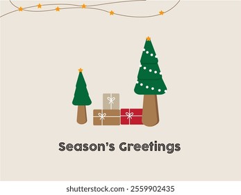 Seasons greetings minimal poster with flat colors