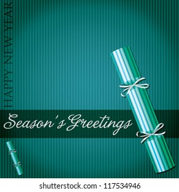 Season's Greetings pin stripe cracker card in vector format.