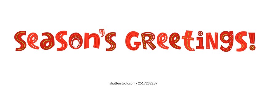 SEASON'S GREETINGS red vector hand lettering banner