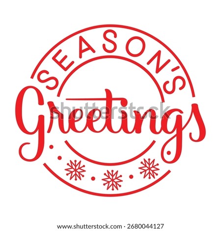 SEASON'S GREETINGS red vector hand lettering marketing stamp