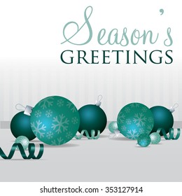 Season's Greetings scatter bauble card in vector format.