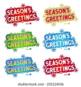 Season's Greetings! - set of six various colors greetings, design elements for cards, banners, invitations, posters, isolated on white background 