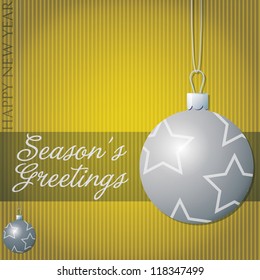 Season's Greetings star bauble card in vector format.