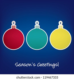 Season's Greetings sticker bauble card in vector format.