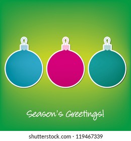 Season's Greetings sticker bauble card in vector format.