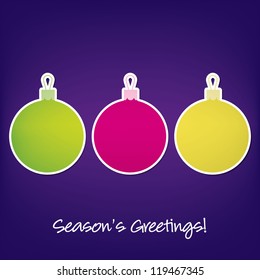 Season's Greetings sticker bauble card in vector format.