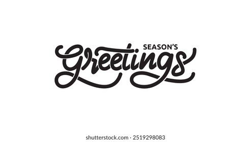 Season's Greetings Text Illustration: Elegant Handwritten Calligraphy Typography Perfect for Holiday Cards, Festive Decor, Social Media Posts, and Charming Designs to Spread Cheer and Joy