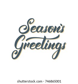 Seasons Greetings Text Lettering Design. Christmas And New Year Greeting Typography.