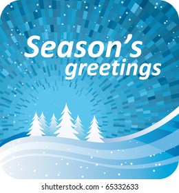 Season's greetings. Vector blue wave  background