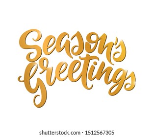 Season's Greetings vector calligraphy. Isolated typography print. Handwritten lettering inscription. 
