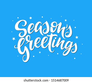 Season's Greetings vector calligraphy. Isolated typography print. Handwritten lettering inscription. 
