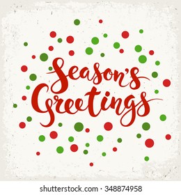 Season's Greetings Vector Card. Christmas Calligraphy. 