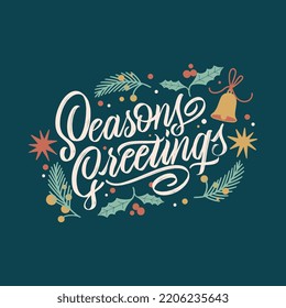 Weihnachtsgrüße, Vektortext für den Weihnachtsfeiertag. Design-Poster, Grußkarte, Partyeinladung. Vektorgrafik. 